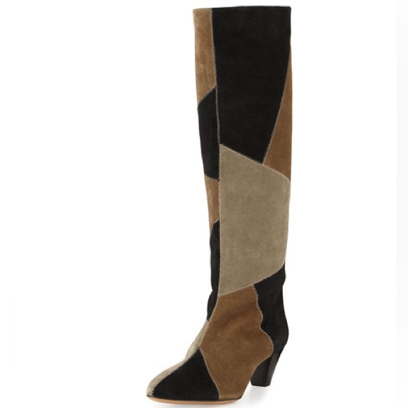 Isabel Marant Patchwork Suede Boots Army Green - Picture 8 of 10